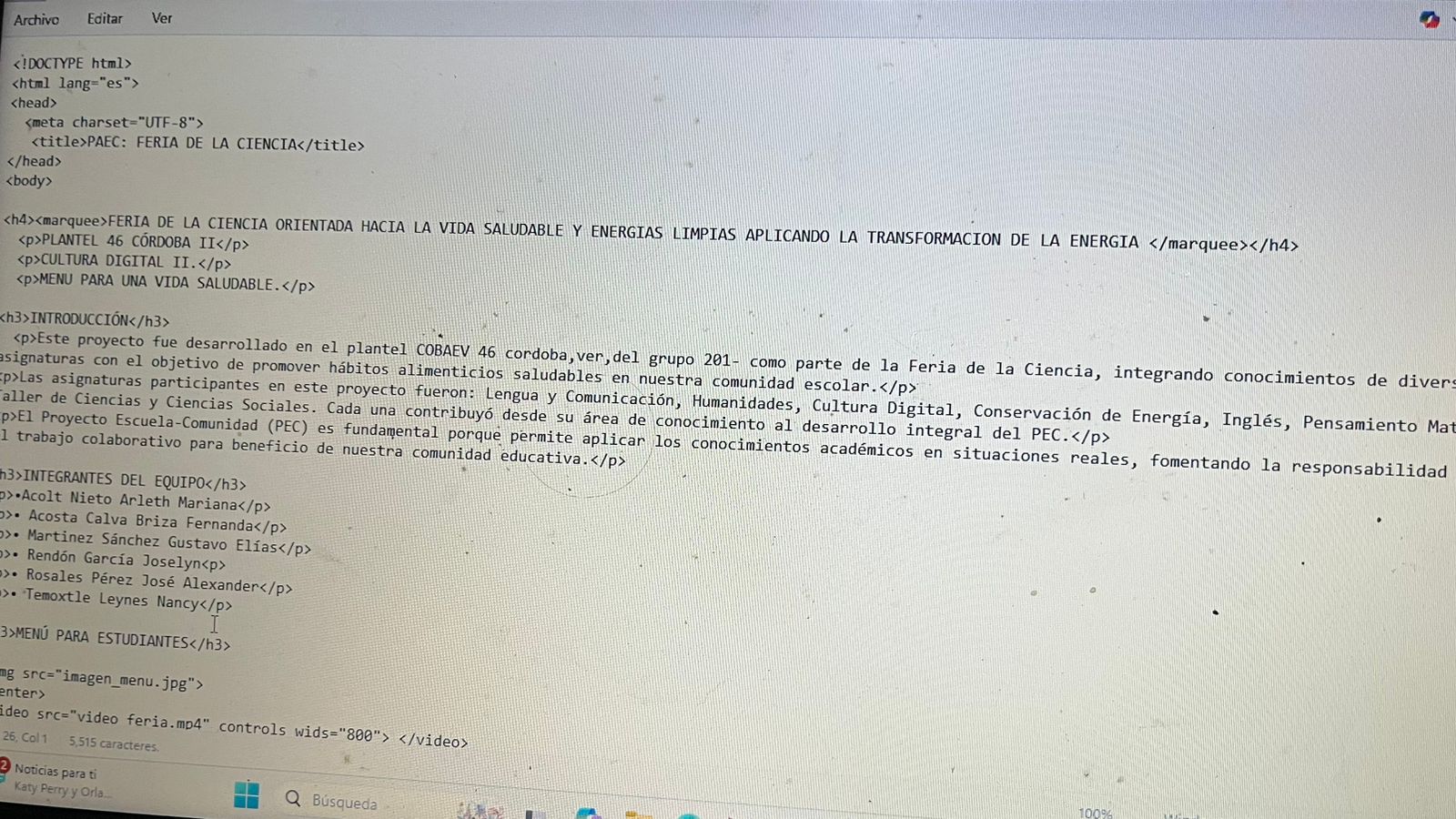 Menú saludable